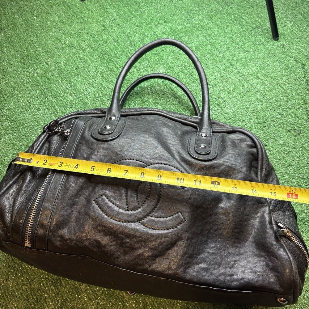 CHANEL Coco Mark Matelasse Boston Bag Travel Black Large Bowling Bag Authentic - Picture 13 of 16